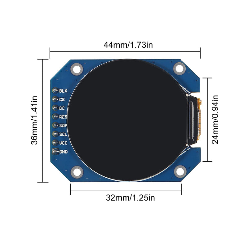 [Australia - AusPower] - 2PCS DC 3.3V 1.28 inch TFT LCD Display Module Round RGB 240 * 240 GC9A01 Driver 4 Wire SPI Interface 240x240 Resolution Adapter PCB for Arduino 