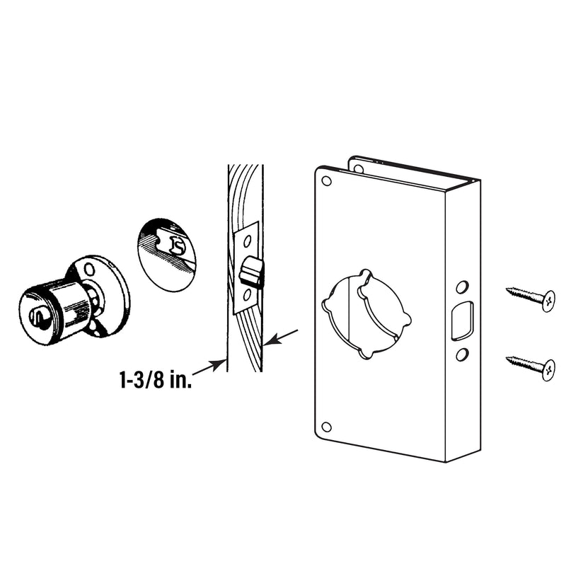 Prime-Line U 10744 Brass Lock and Door Reinforcement Plate, Bronze | For 1-3/8 In. Thick Doors, Single Pack 1 Pack