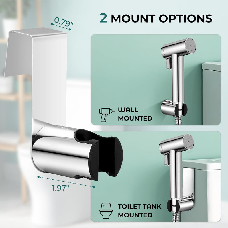 Handheld Bidet Sprayer for Toilet, Adjustable Water Pressure Control Rotary Switch with Bidet Hose, Exclusive Single Nozzle High Pressure Mode for Cleaning Stubborn Stains, Chrome