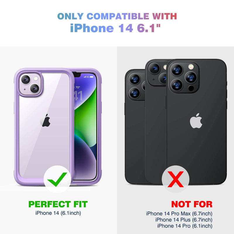 [Australia - AusPower] - Diaclara Designed for iPhone 14 Case, Full Body Rugged Case with Built-in Touch Sensitive Anti-Scratch Screen Protector, with Camera Lens Protector for iPhone 14 6.1" (Peri Purple) iPhone 14 6.1'' Peri Purple 