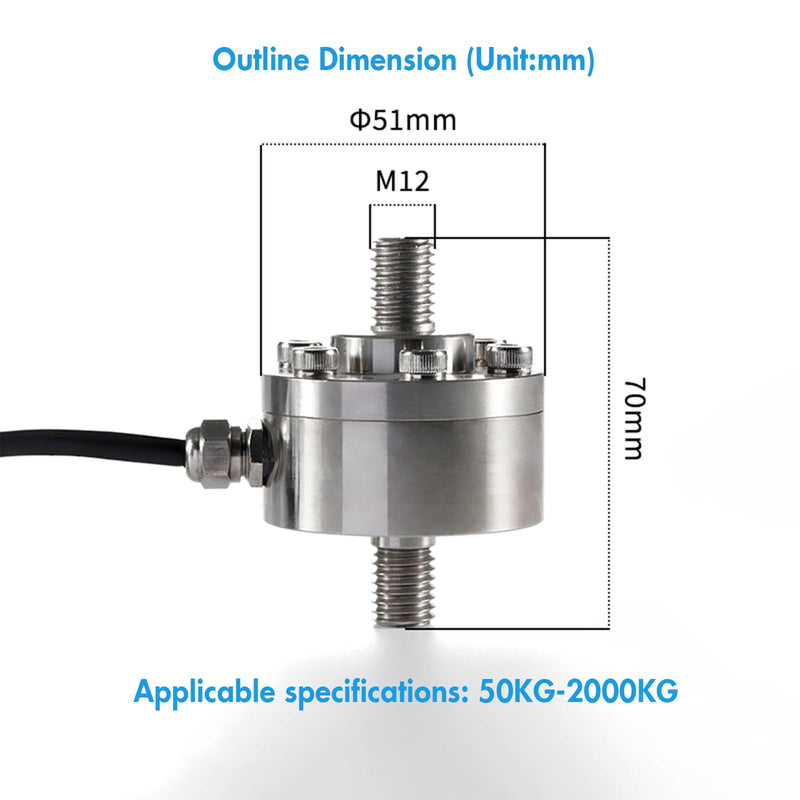 [Australia - AusPower] - Tie Rod Load Cell Sensor,Tension Compression Force Weight Pressure for Scale Sensor,High Precision ±0.2% Outer Diameter 51mm Height 71mm with 2m Cable Range (0-300KG) 0-300KG 