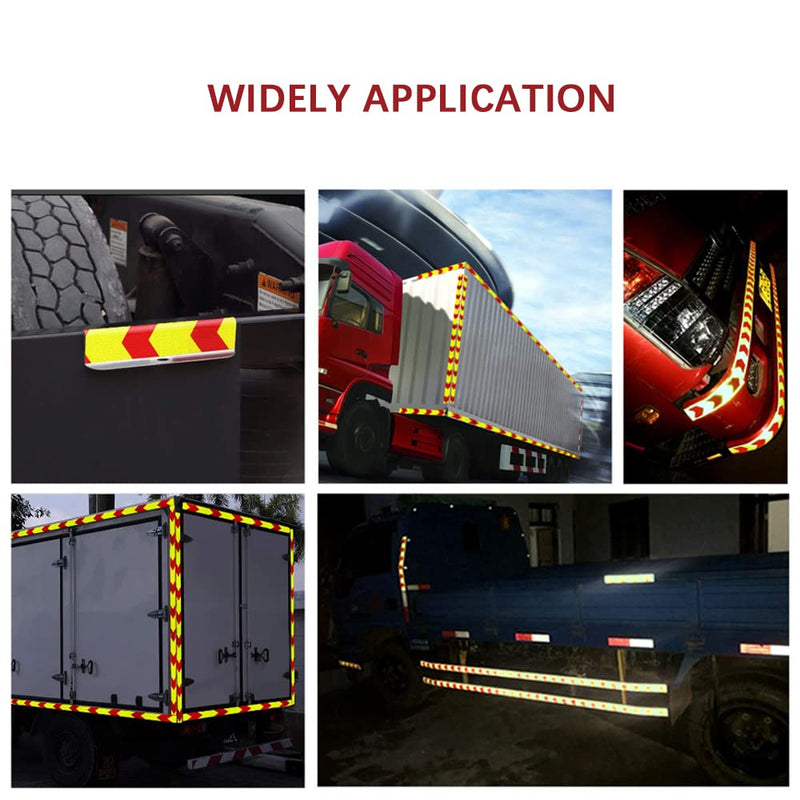 JCXJ 2in x 100 FT Reflective Tape of Red & Yellow Arrow Caution Waterproof High Visibility,Hazard Caution Warning Adhesive Tape Outdoor for Floor Marking, Trailers, Trucks, Cars，Boats