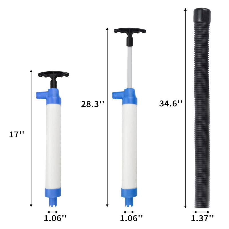 Hand Bilge Pump Manual Hand Water Pump for Kayaks Canoes and Boats Emergency Hand-Operated Marine Bilge Pump with Reversible Hose White+blue