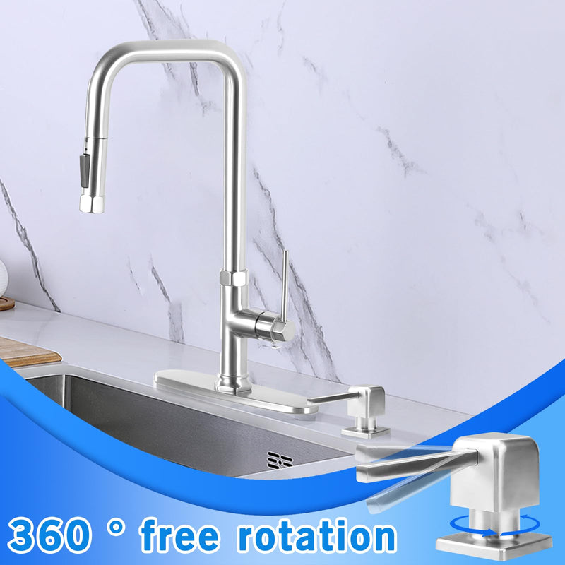 Built in Dish Soap Dispenser for Kitchen Sink, Lotion Dispenser Refill from The Top with Stainless Steel Pump Head 17 OZ Bottle Built in Countertop Under Sink, Brushed Nickel Brushed Nickel-1