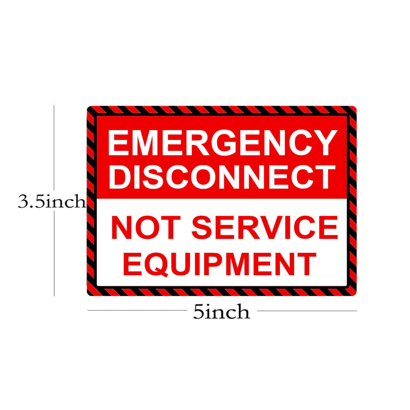 NEC compliant Emergency Disconnect NOT Service Equipment Labels Decal, 5×3.5 inch Waterproof Notice Danger Stickers for Ultra Durable Electrical (10 Pcs)