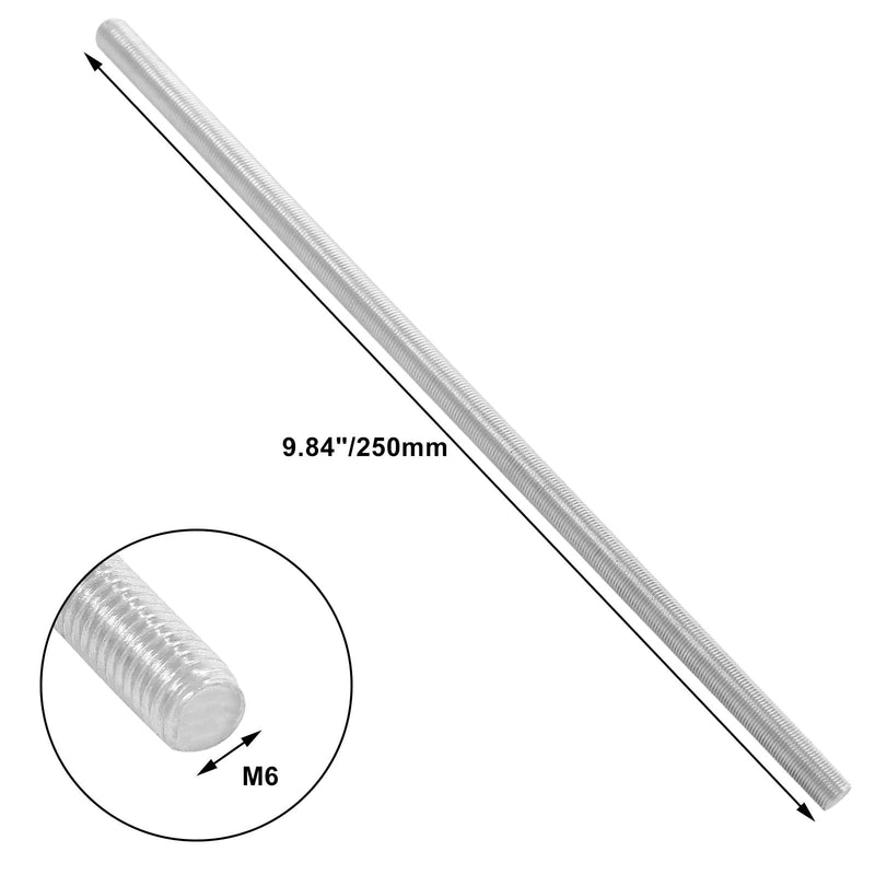 [Australia - AusPower] - Murtenze 2Pcs M6 x 250mm Fully Threaded Rod, 304 Stainless Steel Long Threaded Screw Right Hand Threads (Silver) 