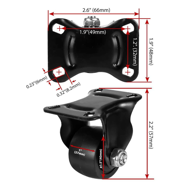 [Australia - AusPower] - FactorDuty 1.5 inch Heavy Duty Polyurethane Caster Wheels Rigid Fixed Non Swivel Industrial Grade Solid Low Profile Smooth and Silent 800LB Capacity Pack of 4 1.5" Rigid 