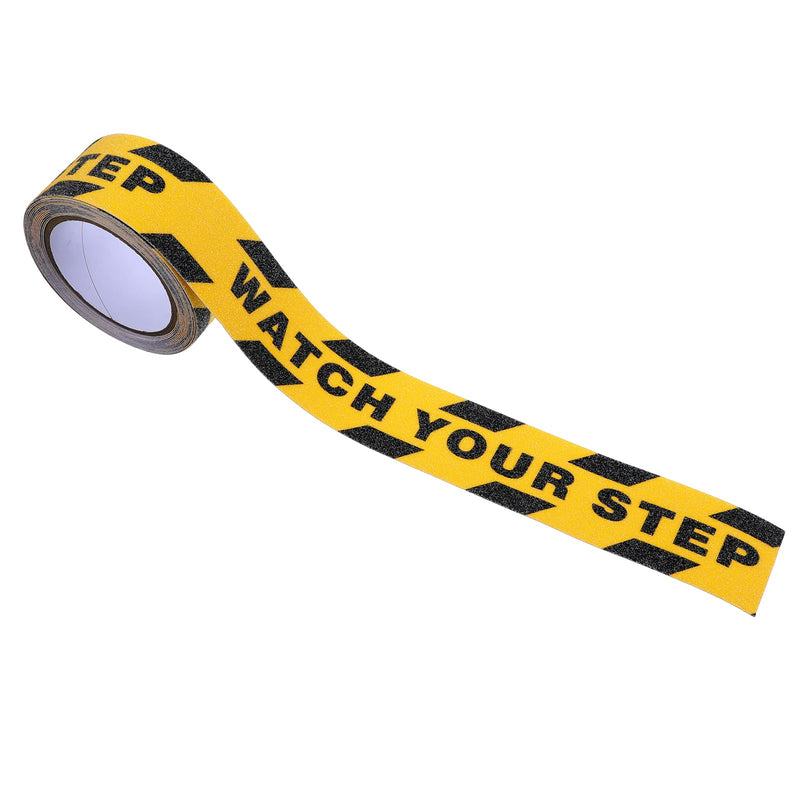 Watch Your Step Sign, Caution Tape Yellow Black Anti Slip Tape 1.97in X 16.4ft Grip Tapes for Stairs Waterproof Safety Grip Tapes for Stairs Steps Ladder Indoor Outdoor Treads Floor Caution