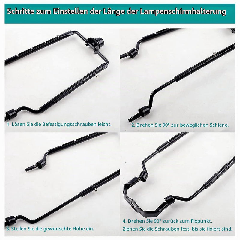 2 Piece Lampshade Harp Holder E14 E26 E27 Light Base Adapter Adjustable Lamp Harp Kit Black Horn Frame Lampshade Holder