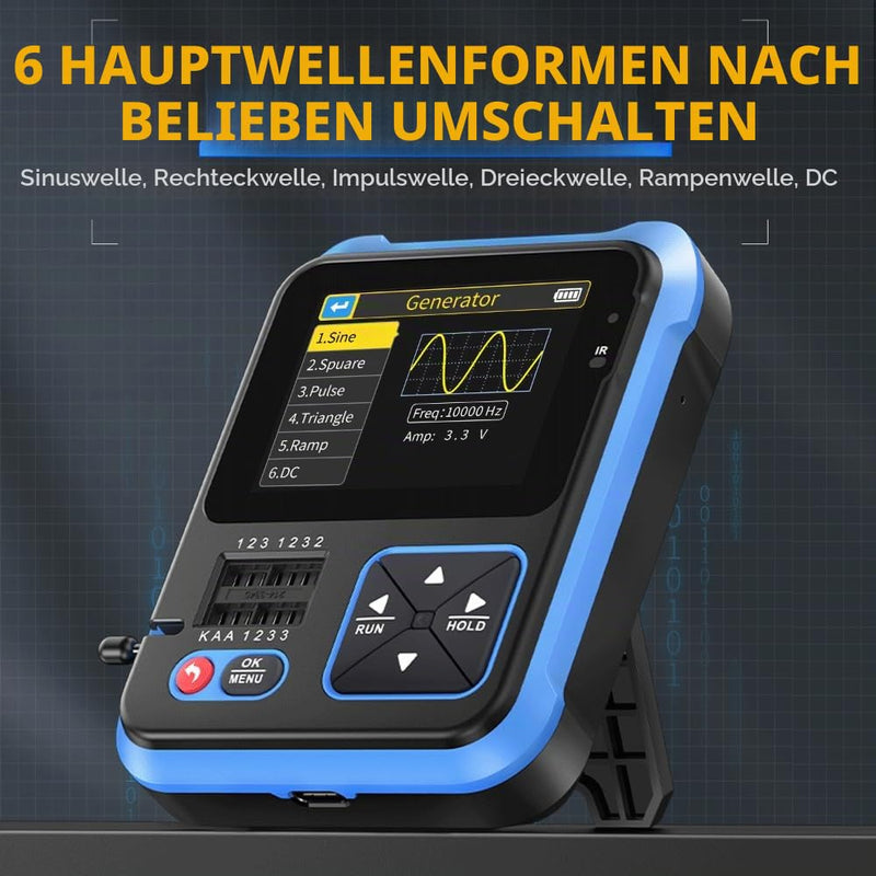DollaTek DSO TC3 Digital Oscilloscope, 3-in-1 Handheld Oscilloscope, Transistor Tester, LCR Table USB Resistance Tests, Capacity and with 2.4 Inch HD Color Screen, PWM Rectangular Output Signal Generator