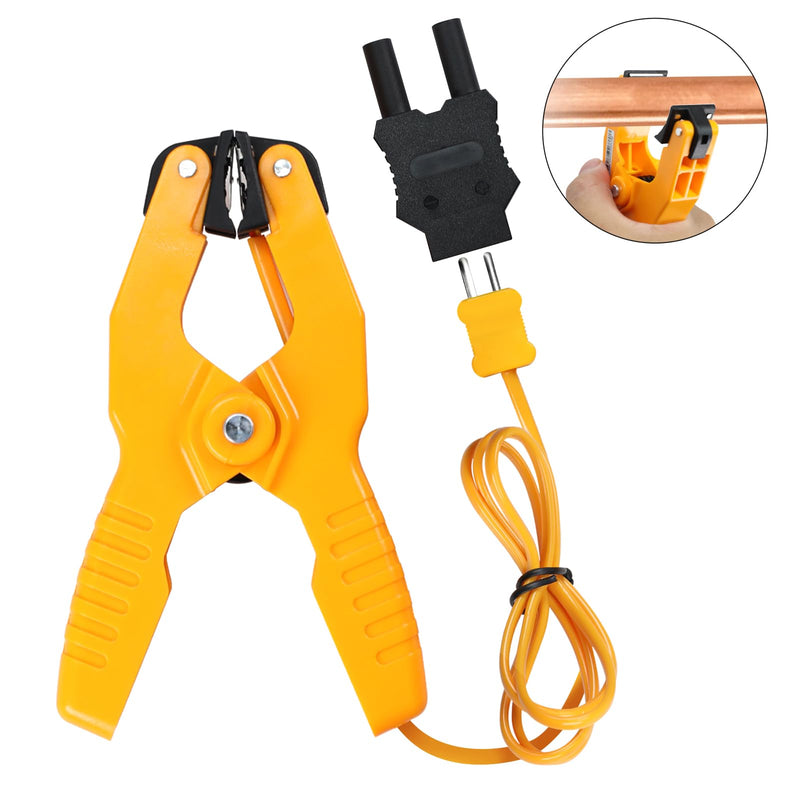 [Australia - AusPower] - K-Type Thermometer Clamp Pipe Temperature Clamp for HVAC/Multimeter, HVAC Temperature Meter with Type K Plug Adapter -40~392℉(-40~200℃) 