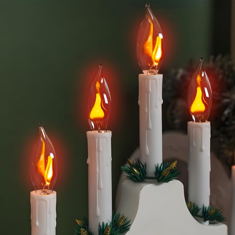 Hompavo Upgraded Flame Light Bulbs, E12 Candelabra Small Base, Clear Glass Flickering Fire Bulb for Halloween Christmas Party Porch Indoor & Outdoor Home Decoration, 10 Pack