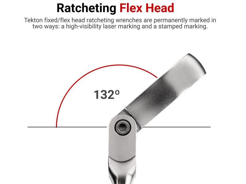 TEKTON 7/8 Inch Long Fixed/Flex Head Ratcheting Box End Wrench | WRB35322