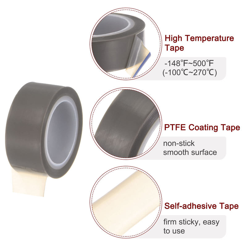[Australia - AusPower] - HARFINGTON PTFE Film Tape Roll, 0.8" x 33 ft High Temperature Tape 0.06mm Thickness with Single Side Adhesive for Vacuum Sealer Machine, Hand Impulse Sealers, Gray 