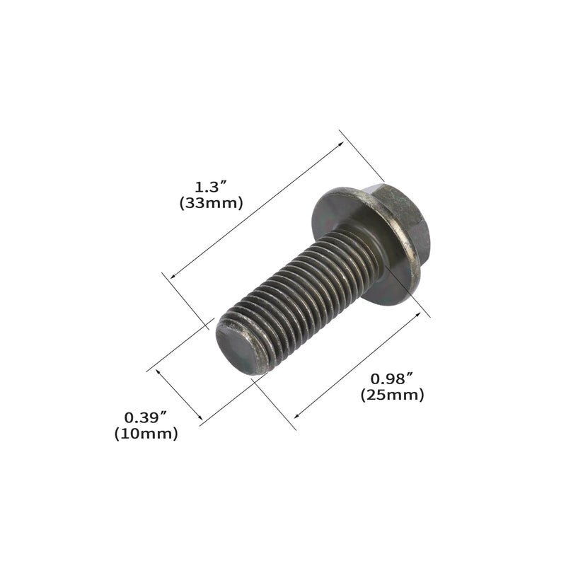 [Australia - AusPower] - RUTU 8pcs M10 x 1.25mm Bolt M10-1.25 x 25mm Hex Head Flange Bolt for Most Brands of ATV UTV Quads 4 Wheeler Go Karts Flanged Hex Screws - 8pcs 