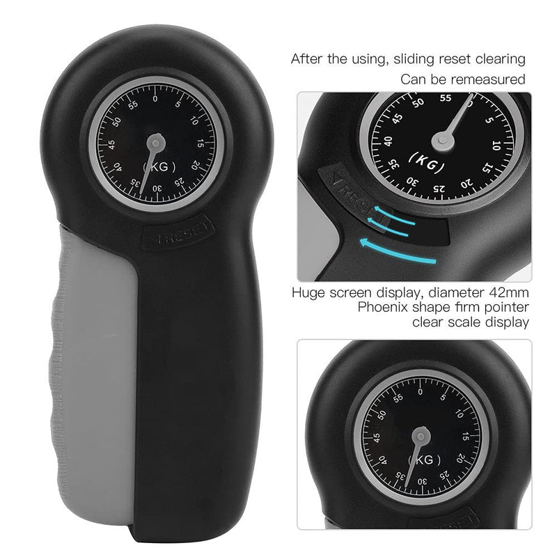 [Australia - AusPower] - Hand Force Meter, Hand Dynamometer, Hand Mechanical Measuring Device, Grip Strength, Hand Gripper Grip Gauge for Grip Strength Gauge (Black Grey) 