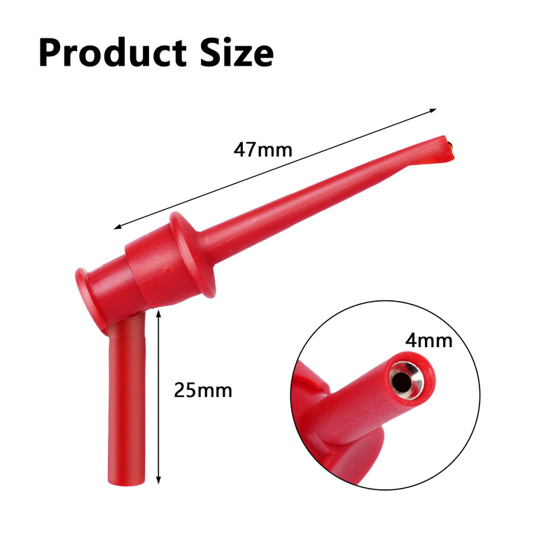 [Australia - AusPower] - 2Pcs Mini Grabber Test Clip with 2mm/4mm Banana Jack, Multimeter Test Lead Hooks Clips Push on Test Probe Electronic Testing IC Grabber (4mm Banana Plug) 4mm Banana Plug 