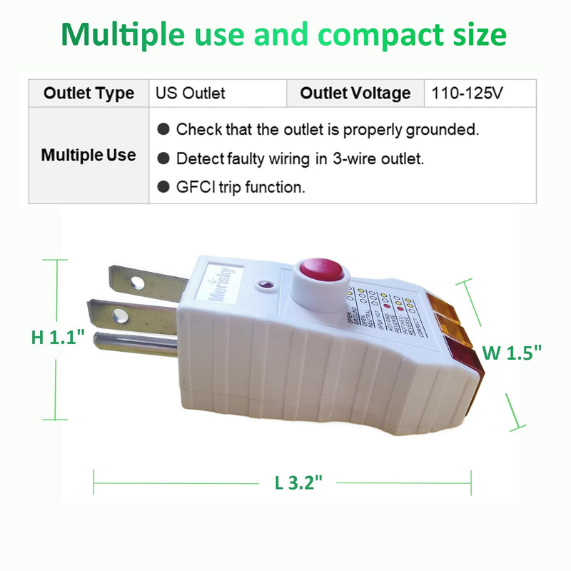 [Australia - AusPower] - Outlet Tester for Grounding Products, Grounding Tester with GFCI, Receptacle Socket Tester for Proper Wiring, Circuit Tester for Electrical Assessment 