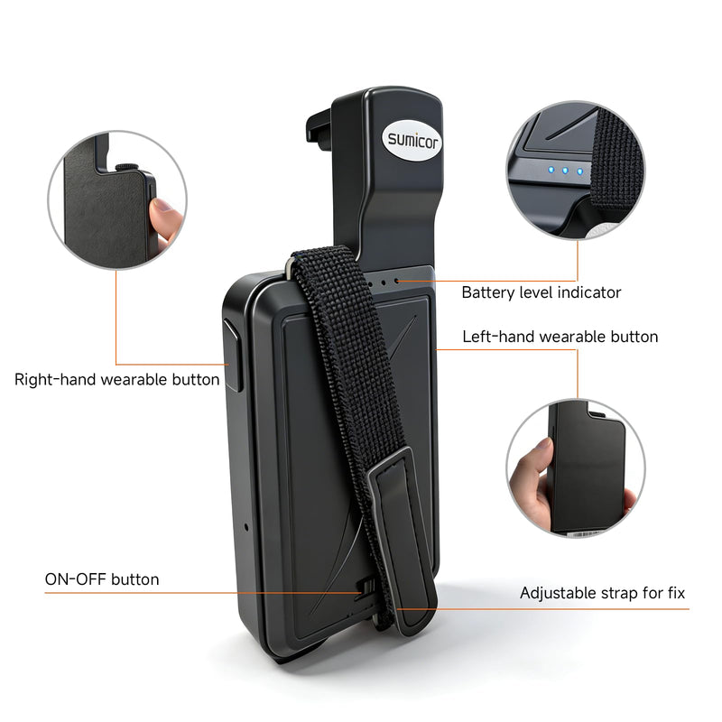 Sumicor Back Clip Bluetooth Barcode Scanner, 3 in 1 Bluetooth5.2 & 2.4G Wireless & USB Wired Portable Mini Barcode Reader Compatible with 4.7"-6.6" iPhone, Android Smartphone