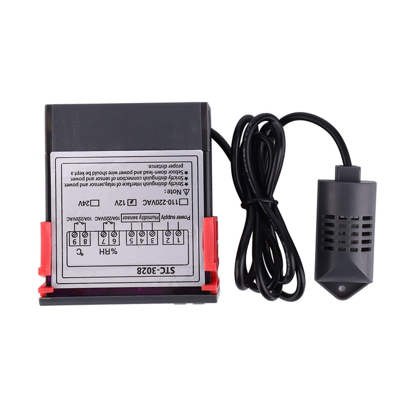 [Australia - AusPower] - -3028 Temperature Control 12V/24V/110V /220V Digital Display Temperature and Humidity Controller Meter with Integrated Sensor (12V) 