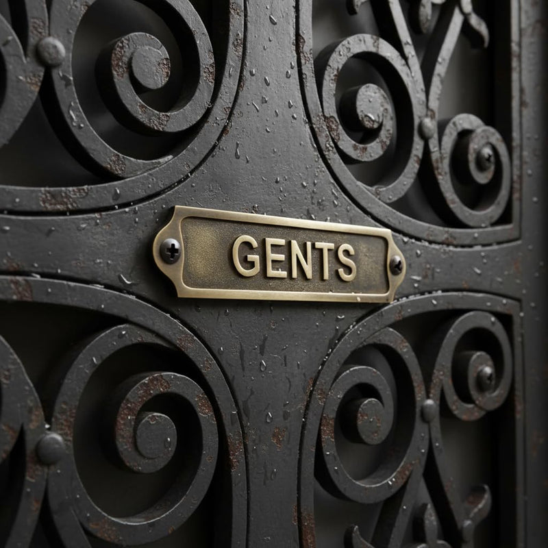 GENTS Antique Vintage Door & Wall Plaque Sign | Classic Raised Lettering Metal Restroom Name Plate with Screws for Home Pub Café Office | 22 x 5 cm | GENTS