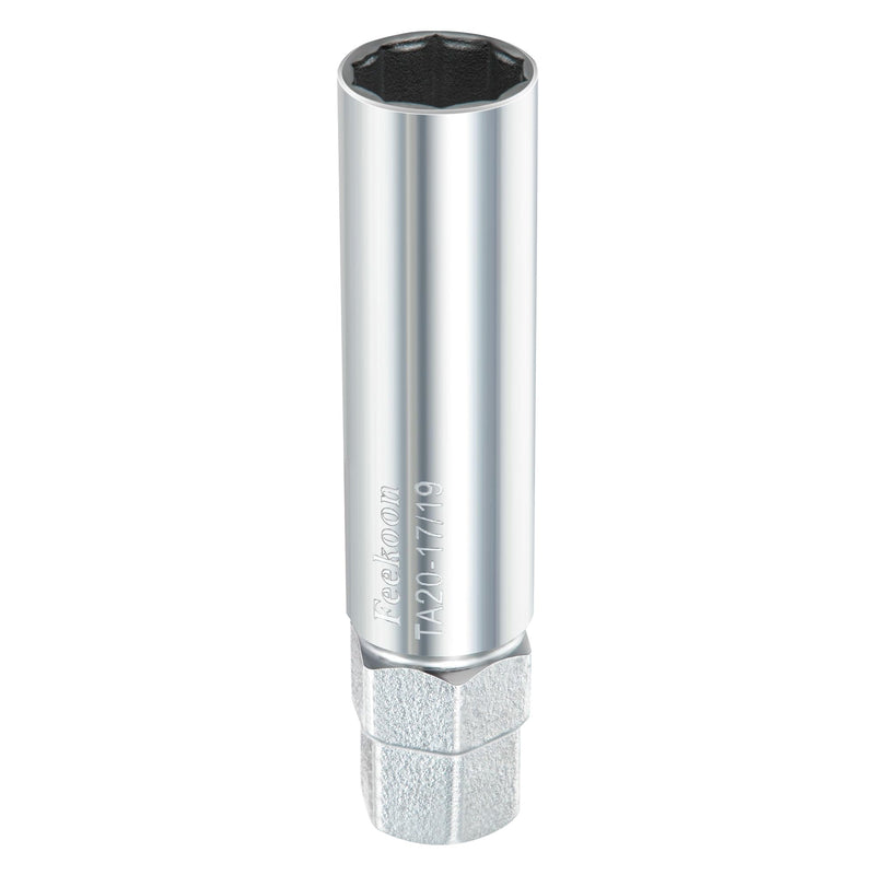[Australia - AusPower] - Feekoon 10 Spline Lug Nut Key Replacement for TA20-17/19, Compatible with Bimecc 10-Spline Lug Nut and Lug Bolts, Passenger w/ 17MM and 19MM Hex Drive, Steel (Silver,1 Pack) 