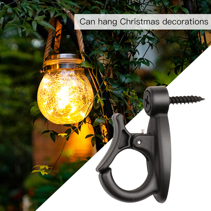 [Australia - AusPower] - Elrswy Light Hanger Hooks,String Light Hooks,Screw-in Hooks for Hanging String Lights and Wire,Plants,Wind Chimes,Plastic,Black,20 Pack Wall Black-20Pack 
