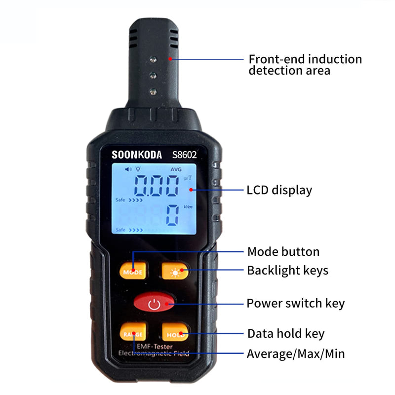 [Australia - AusPower] - 3 in 1 EMF Meter,EMF Reader,Electromagnetic Field Radiation Detector,EMF Tester for Home,EMF Detector with sound light alarm,Ghost Hunting Equipmetent 