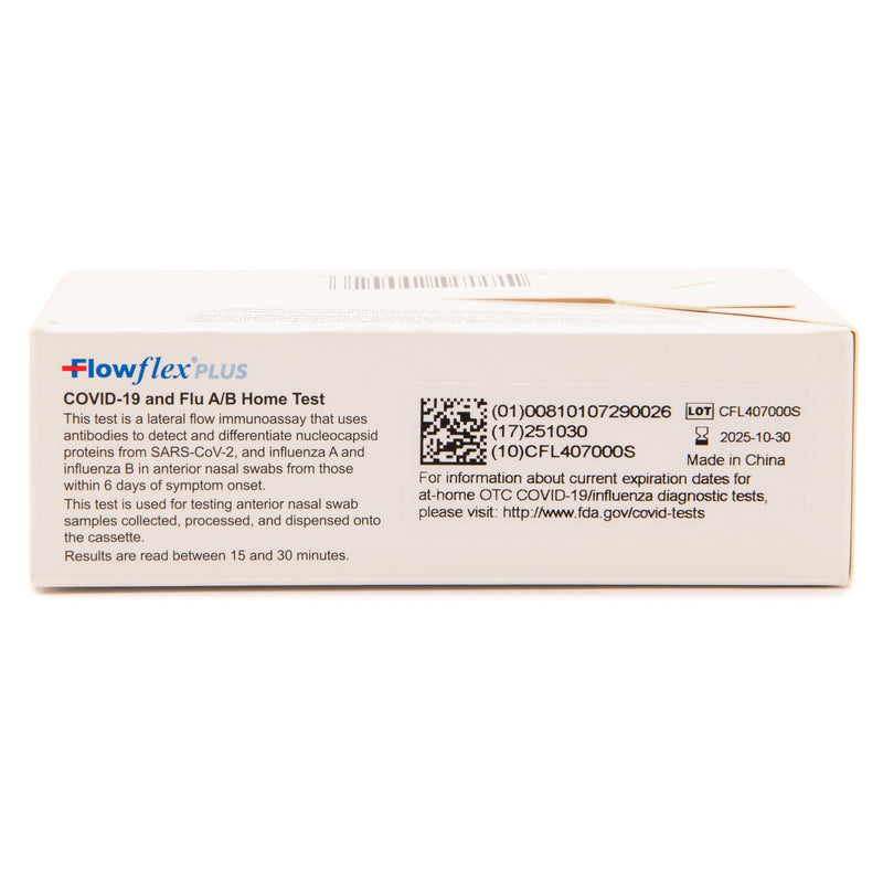 [Australia - AusPower] - Flowflex® Plus COVID-19 and Flu A/B Home Test - (1 Package 2 Tests) Flu A&B 3-in-1 Antigen Rapid Test, Results in 15 Minutes, FDA Authorized. Non-invasive Nasal Swab, Easy to Use with No Discomfort. 1 Pack, 2 Tests 