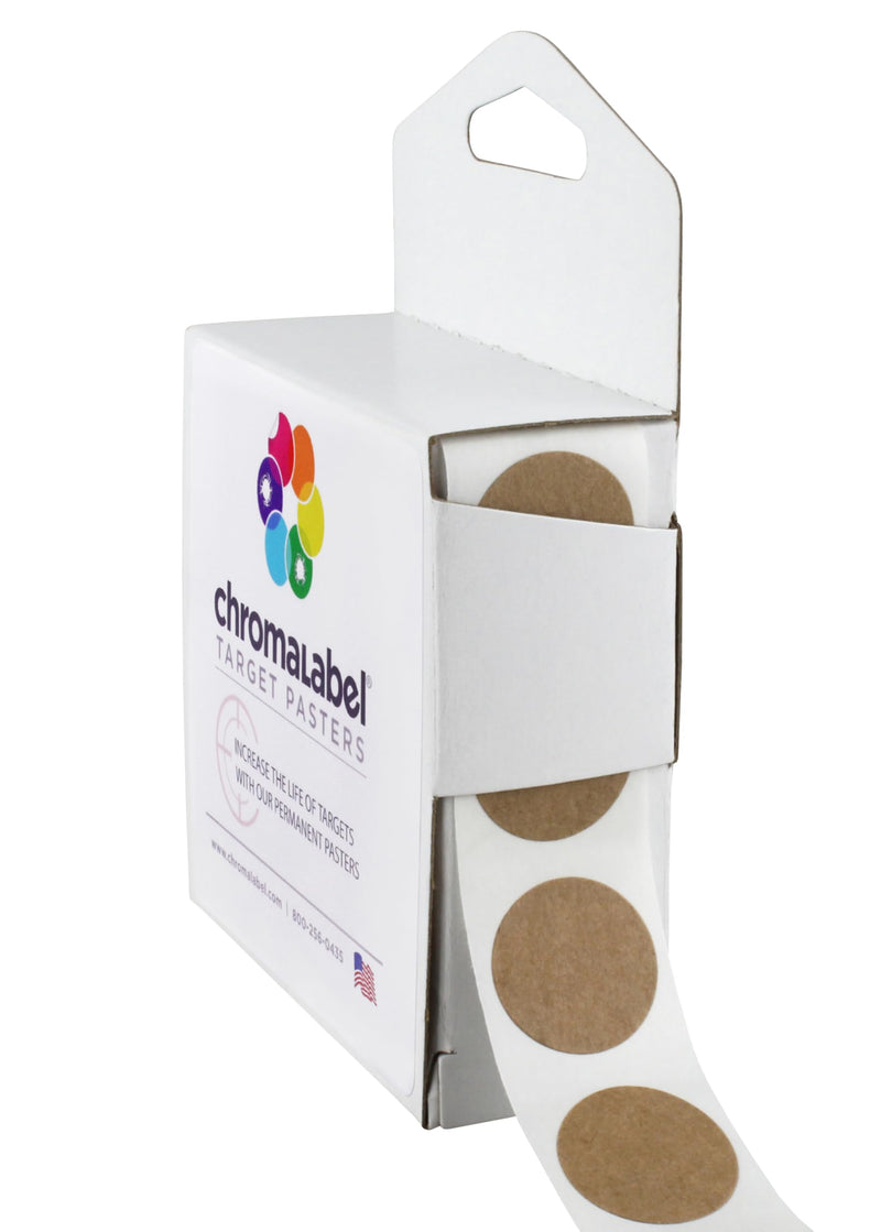 ChromaLabel 0.75 Inch Permanent Round Target Pasters for Shooting and Marksmanship, 1000 Labels per Dispenser Box, Kraft