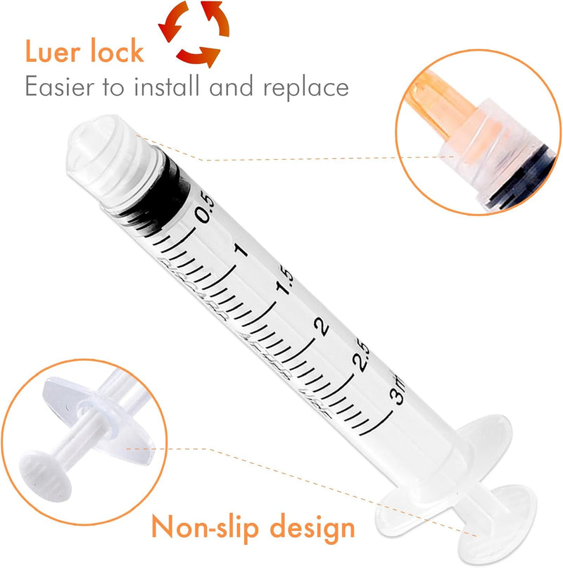[Australia - AusPower] - 20 Pack 3ml Disposable Syringe with Needle - 25G 1 Inch Luer Lock Syringes, Individually Wrapped (25Ga 1" Needle 20Pack) 25Ga 1" Needle 20Pack 
