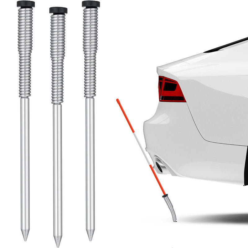 Zonon 3 Pcs Driveway Marker Stake with Spring Back Action Driveway Markers Reflectors for Snow Poles or Rods and Student Drivers, Reflective Silver