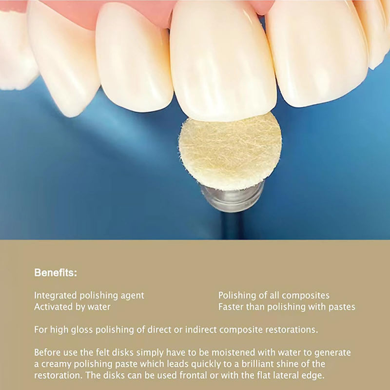 [Australia - AusPower] - Dental Polishing Paste-Impregnated Disc, Dental Polisher Polishing Wheel Felt Finishing Disc with Mandrel for Tooth Polish Dentistry Tool 