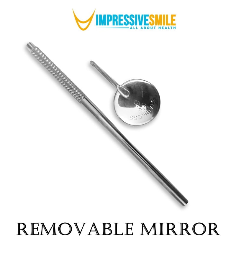 [Australia - AusPower] - Stainless Steel Dental Mirror #5 with Handle 6.5", Dentist Tool for Teeth Cleaning Inspection, Eyelash Extensions Mirror, Inspect Instrument for Makeup 