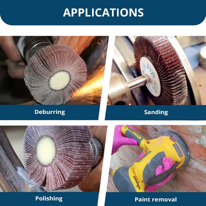 [Australia - AusPower] - Benchmark Abrasives 2" x 1" Aluminum Oxide Flap Wheel with 1/4" Shank Mounted, Perfect for Woodworking Grinding Polishing Rust Paint Removal (10 Pack) - 80 Grit 