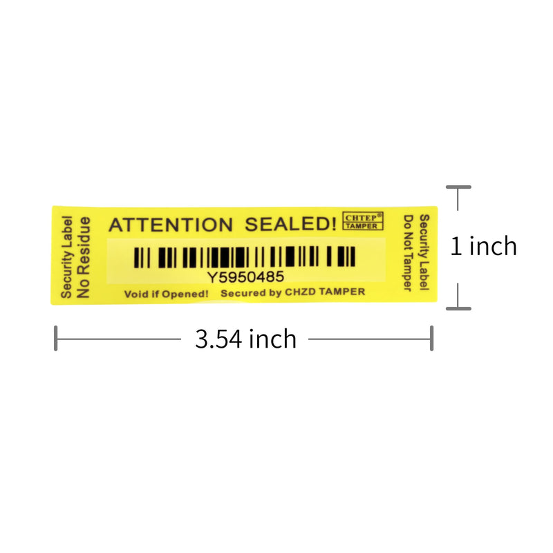 ChtepTamper Tamper-Evident Security Labels, Yellow, 1x3.54 inches | 100 Pieces, No Transfer, Serial Number, Goods Shipping, Privacy Protection