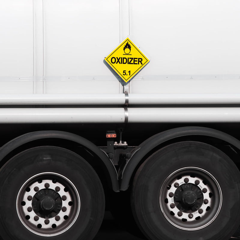 Division 5.1 Oxidizer Placard 27Pack, Worded - 10.75" x 10.75" Removable Self Adhesive Economy Vinyl Stickers for Short-Term Applications, DOT Hazmat Compliant