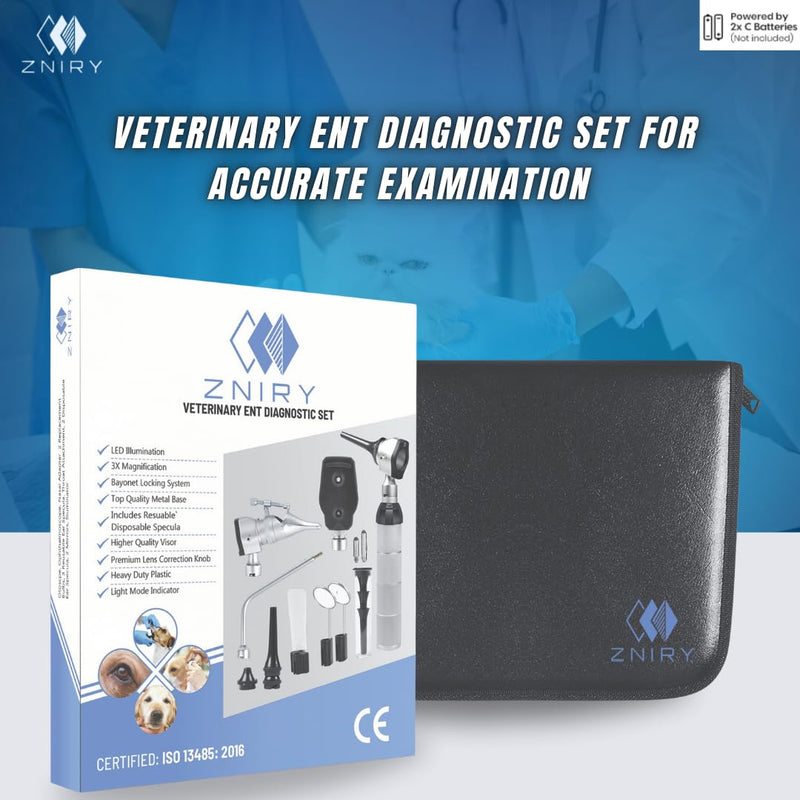 [Australia - AusPower] - Veterinary LED ENT Otoscope Diagnostic Set, with 12 Various Diagnostic Instruments 