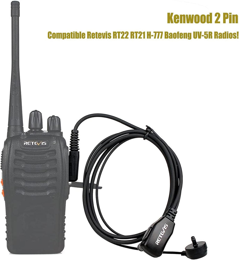[Australia - AusPower] - Case of 10, Retevis Walkie Talkies Earpiece with Mic 2 Pin Acoustic Tube Headset Compatible with Baofeng UV-5R Retevis H-777 RT21 RT22 Arcshell AR-5 Two Way Radio 