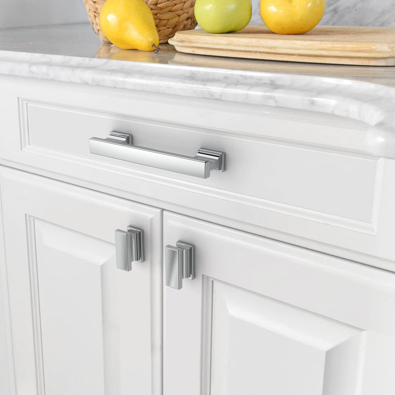 Asidrama 6 Pack 3.75 Inch(96mm) Polished Chrome Kitchen Cabinet Handles, Cabinet Pulls Kitchen Cabinet Hardware for Cupboard Drawer Pulls 3.75" Hole Center