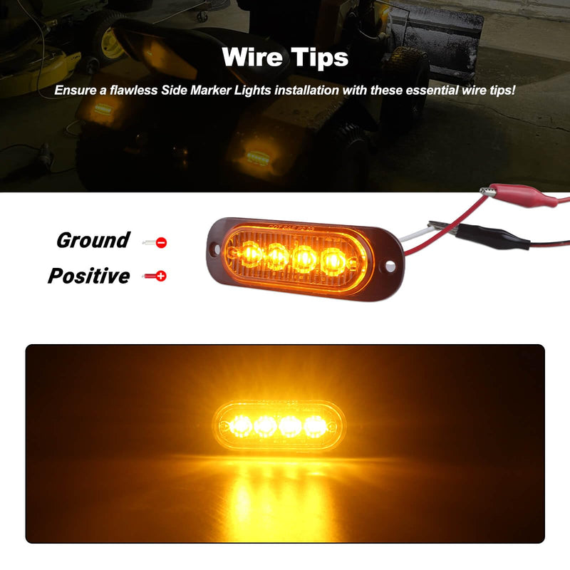 3.4 Inch Trailer Marker Lights Amber LED Clearance Side Marker with Durable Aluminum Housing Surface Mount Design IP67 Waterproof for Pickup Truck Tractor Van RV Camper Motorhome 10Pcs