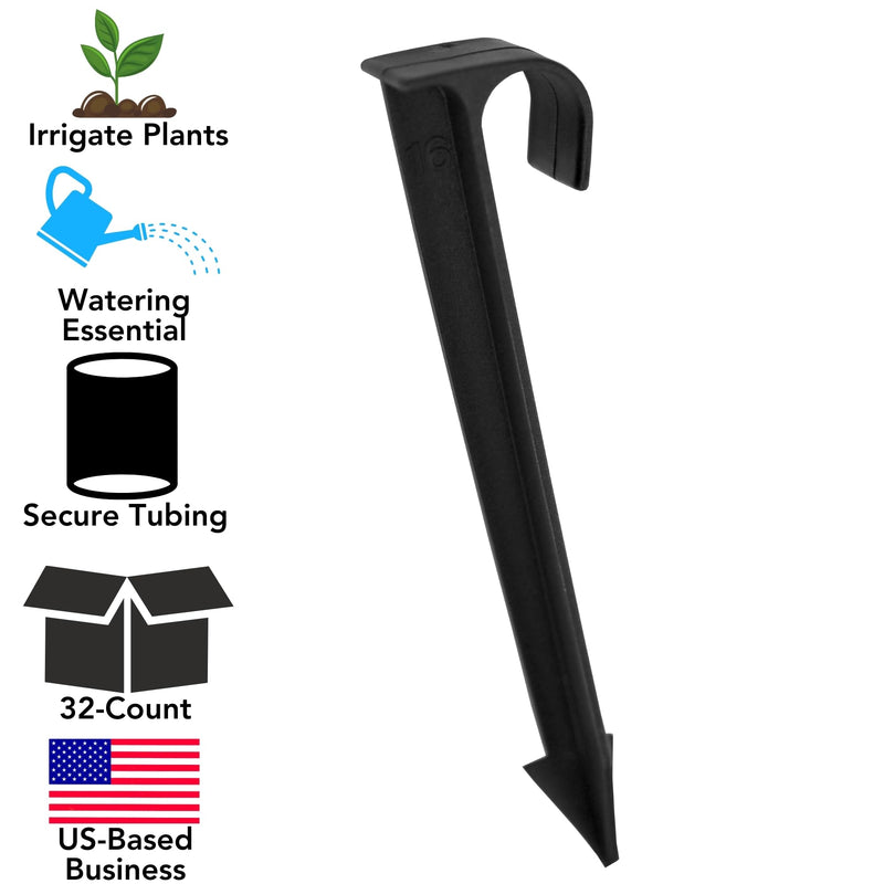[Australia - AusPower] - 1/2-Inch Irrigation Tubing Hold-Down Anchor Stakes, 1 x 6-Inch, 32-Pack for Garden Ground Securing Hoses 