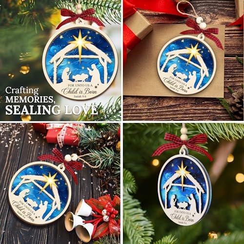 HEXMOZ Nativity Scene Ornaments - Catholic Religious Gifts for Women, Men Nativity Scene 1