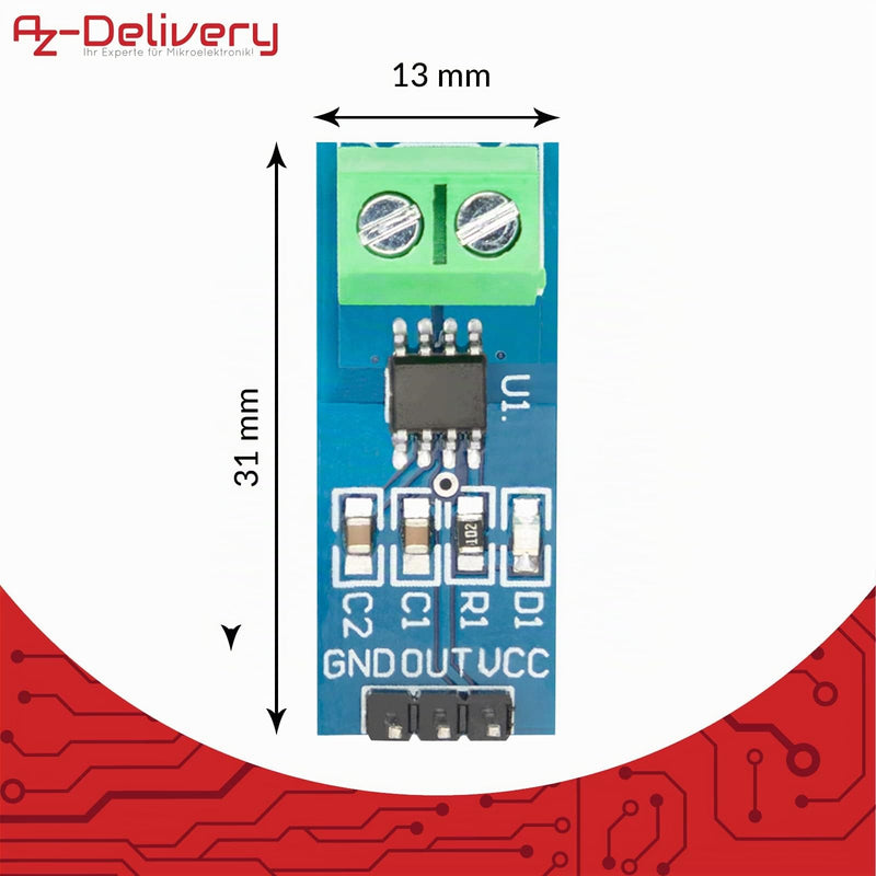 AZDelivery ⭐⭐⭐⭐⭐ ACS712 5A Range Current Sensor Measuring Module for Arduino Bascom 1