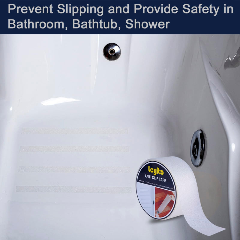 Anti Slip Tape Clear Waterproof Outdoor/Indoor, 2" x 42Ft Non Slip Traction Grip Tape for Bathtubs, Boats, Stairs, Pools, Transparent, Soft, Comfortable for Bare Feet (2" X 42') 2” x 42' 1