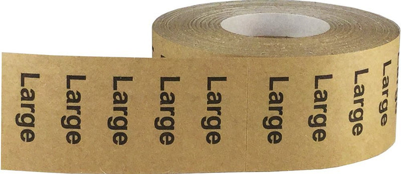 InStockLabels X Small-XX Large Clothing Size Strip Labels 1.25 x 5 Inch 1 Roll Each 125 Adhesive Stickers Per Roll 750 Adhesive Stickers, Natural Kraft