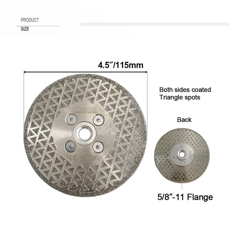SHDIATOOL Diamond Grinding Disc for Granite Marble Diamond Cutting Wheel Saw Blade with 5/8-Inch-11 Arbor 4.5 Inch (2-Pack) 2 4.5" Double(Thread:5/8"-11)