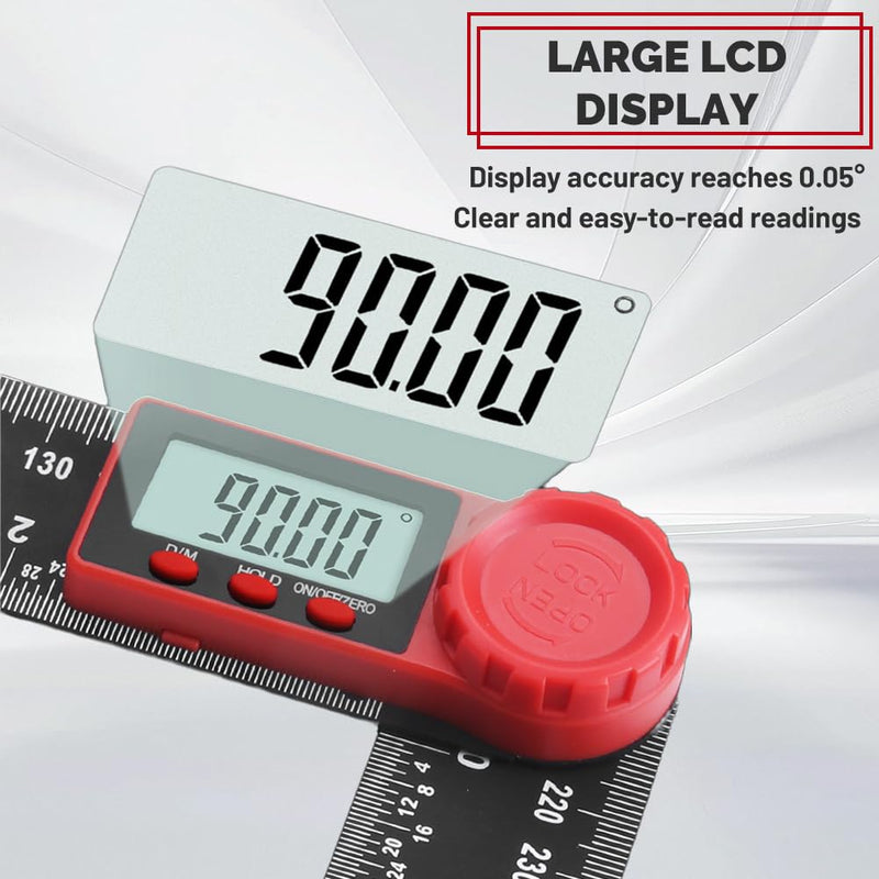 flintronic Digital Protractor, 2-in-1 Digital Protractor with LCD Display, 360° Angle Measuring, Hold and Lock Function, for Woodworking Measurement, Construction Repairs, 400 mm Style-B ABS