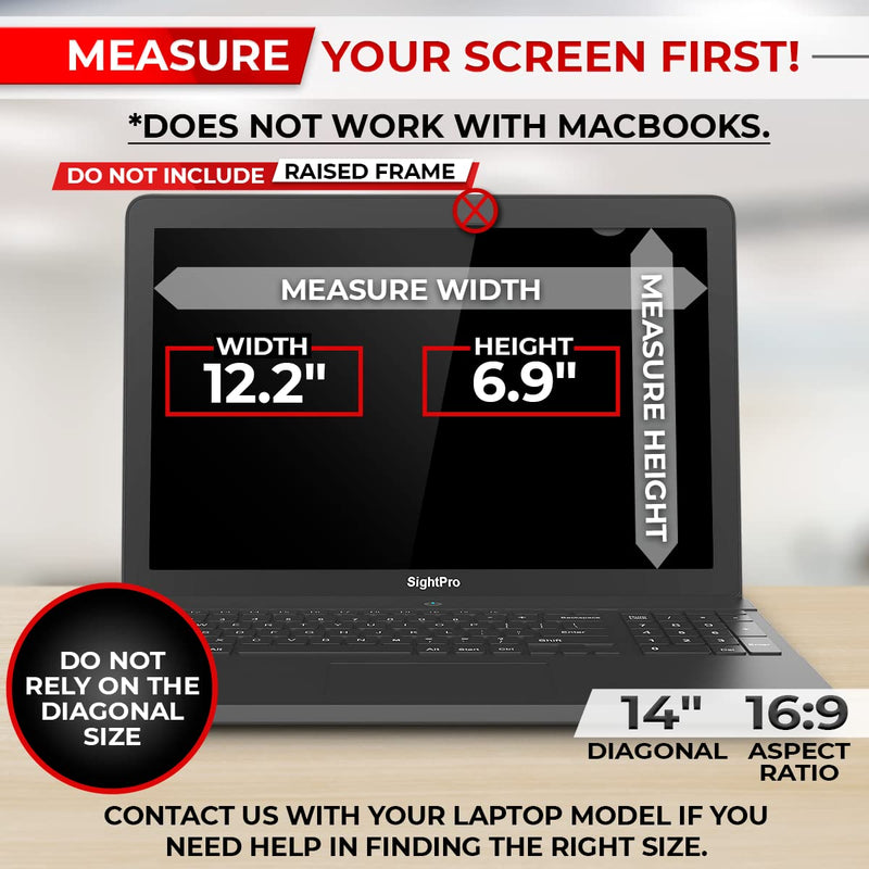 [Australia - AusPower] - 14 Inch 16:9 Laptop Privacy Screen Filter - Computer Monitor Privacy Shield and Anti-Glare Protector 14 Inch (Diagonal) - 16:9 Aspect Ratio 