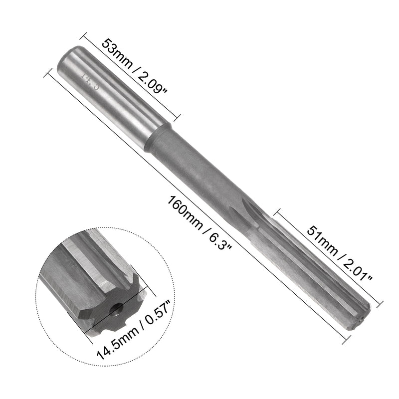 QUARKZMAN Drill Bit 14.5mm, H7 HSS Lathe Drill Bit with 6 Straight Cutting Edges, Round Shank Milling Tool, Metric Drill Bit for Stainless Steel Metal Holes | Metrischer Maschine Reibahle, HSS, H7, Mit 6 geraden Schneiden, Für Edelstahl-Metalllöcher, M...
